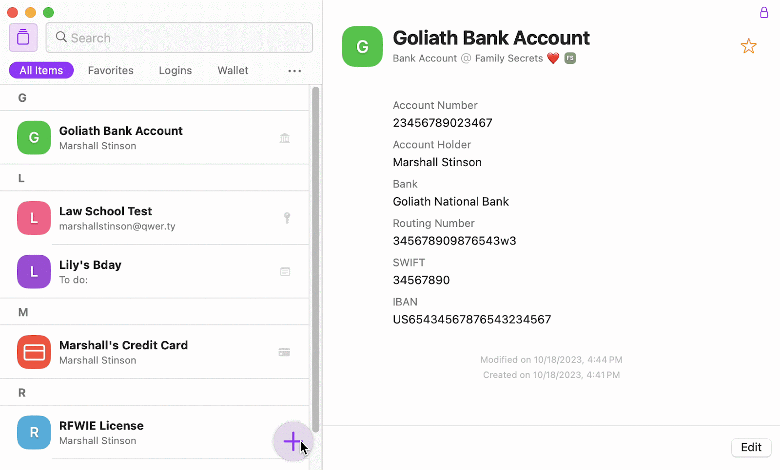 secrets4 creating a new login and password