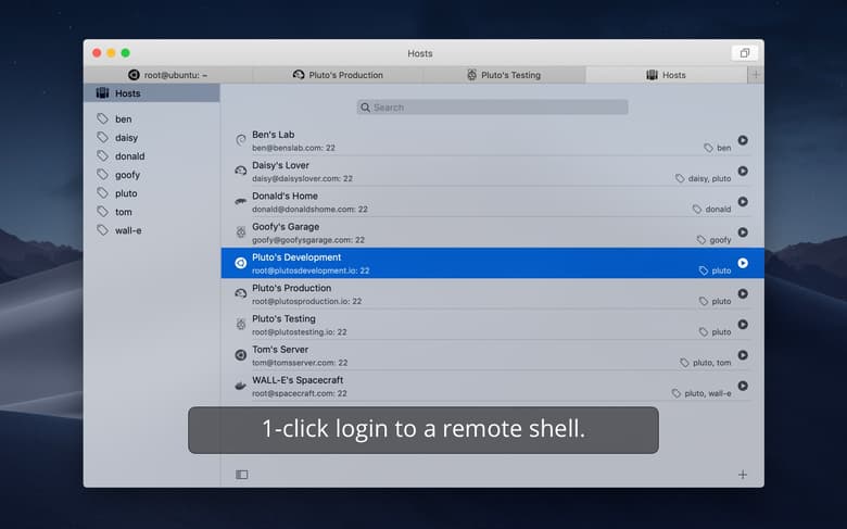 1-click login to a remote shell.