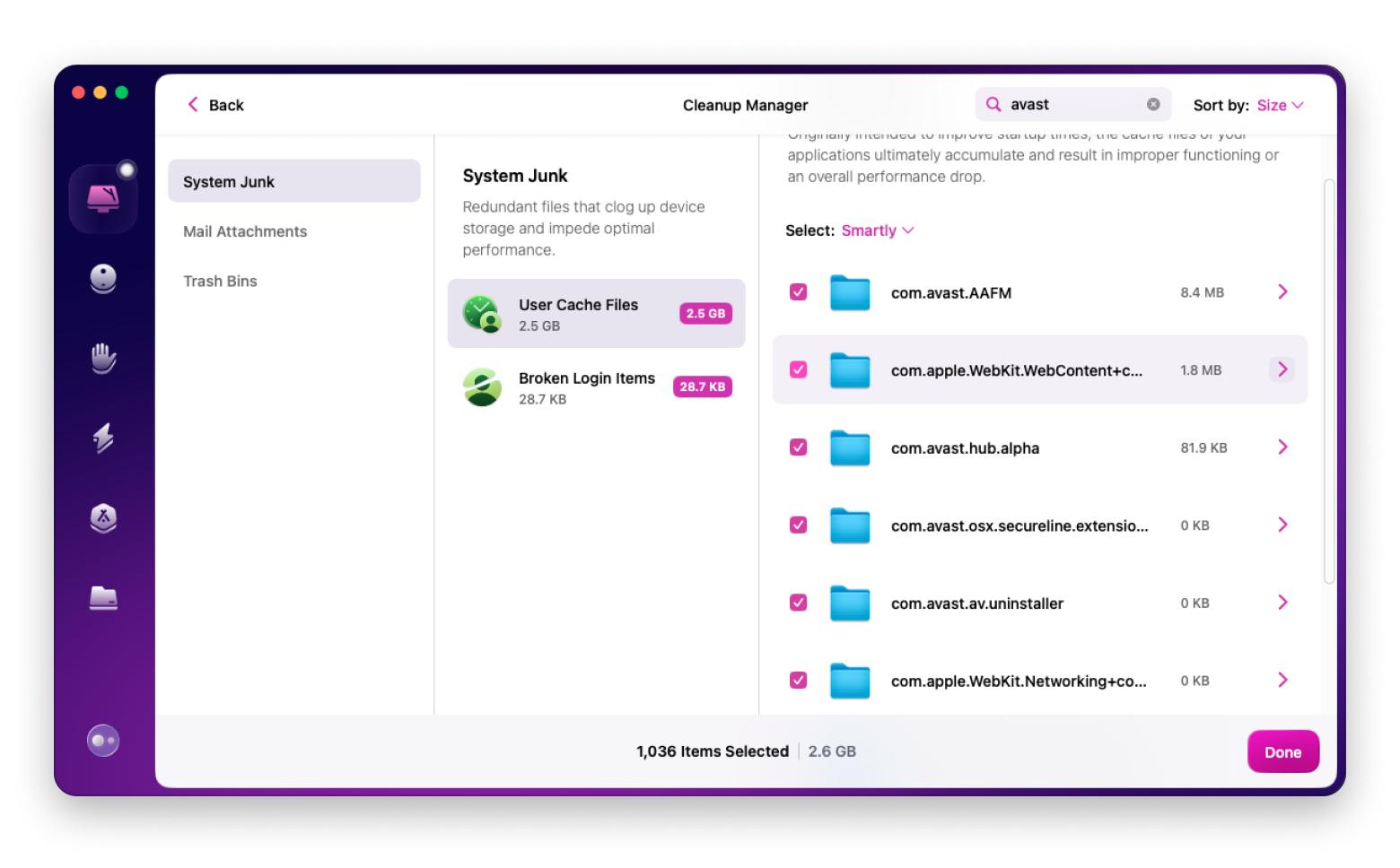 CleanMyMac Avast file cleanup
