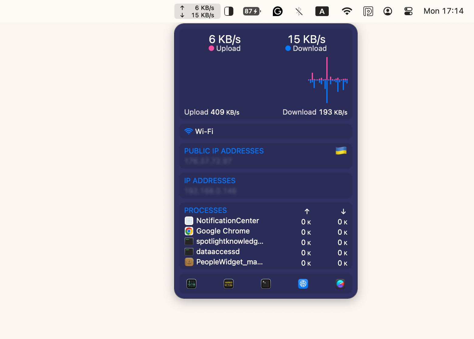 istat menus network monitoring