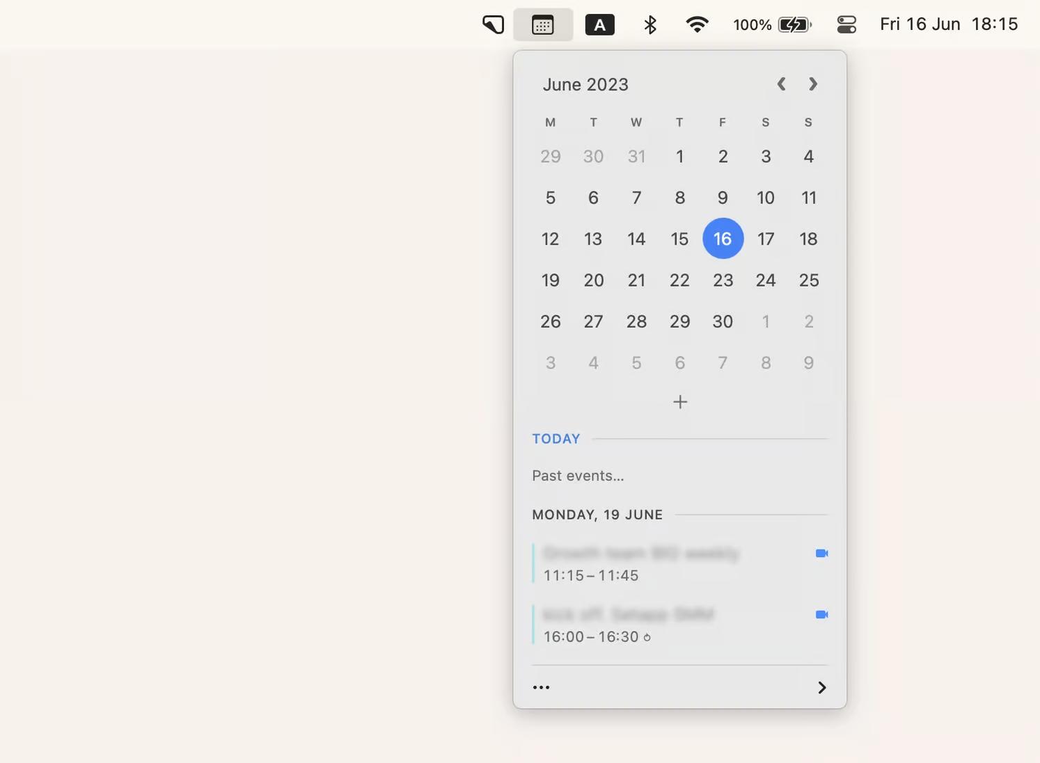 Dato app menu bar