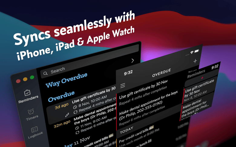 Syncs seamlessly with iPhone, iPad & Apple Watch
