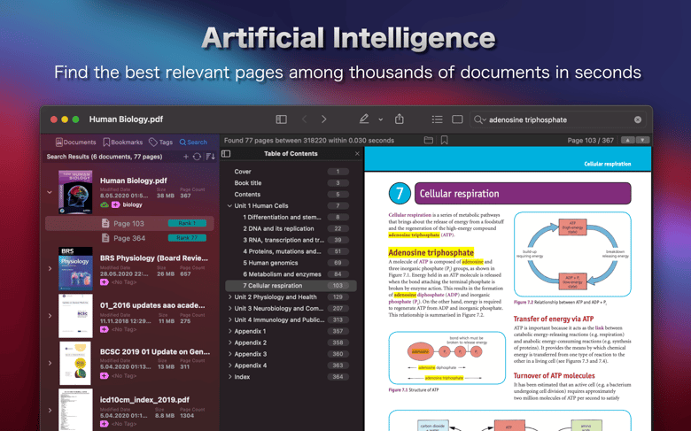 Artificial Intelligence. Find the best relevant pages among thousands of documents in seconds