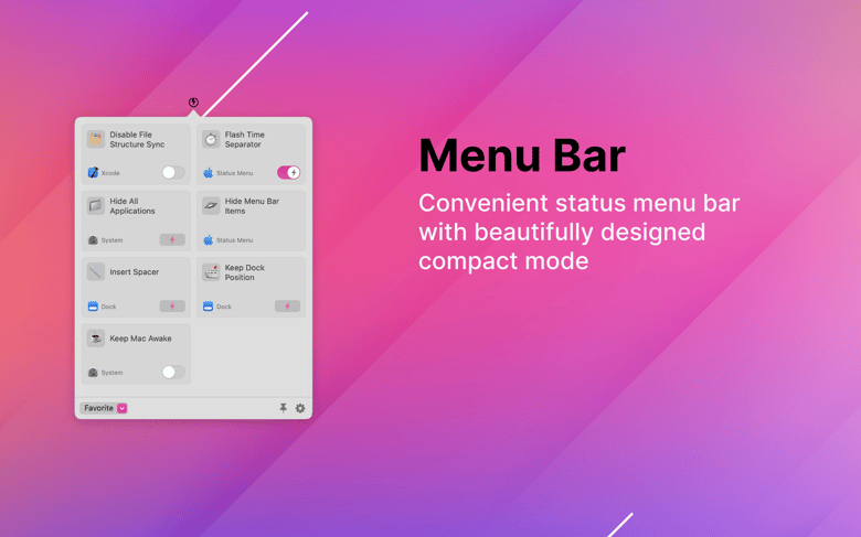 Convenient status menu bar with compact mode