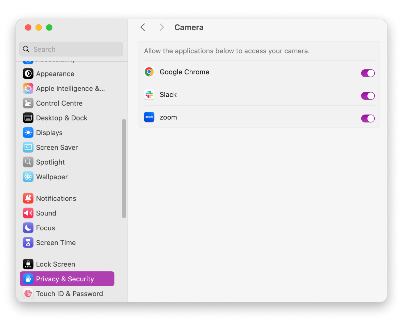 camera settings on a Mac