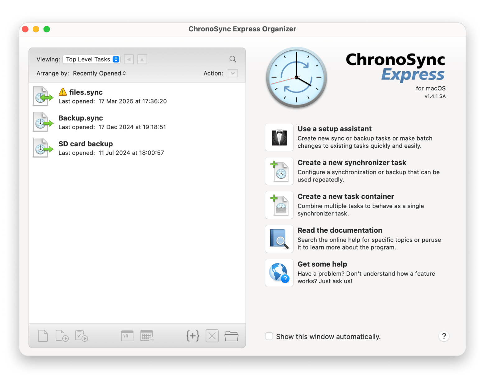 Chronosync express organizer