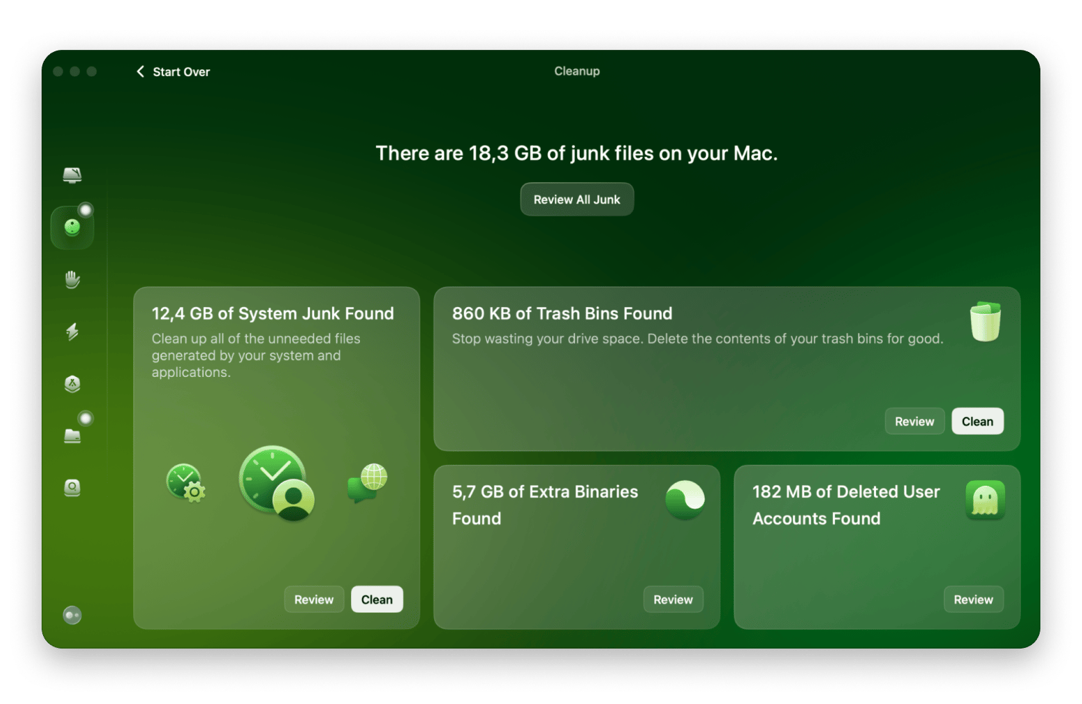 CleanMyMac cleanup results