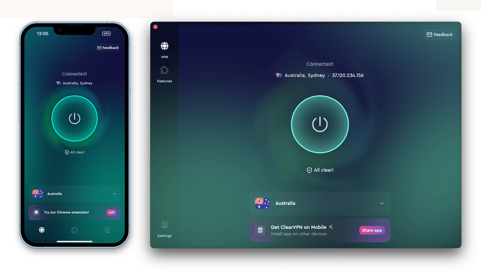 clearvpn to change your location