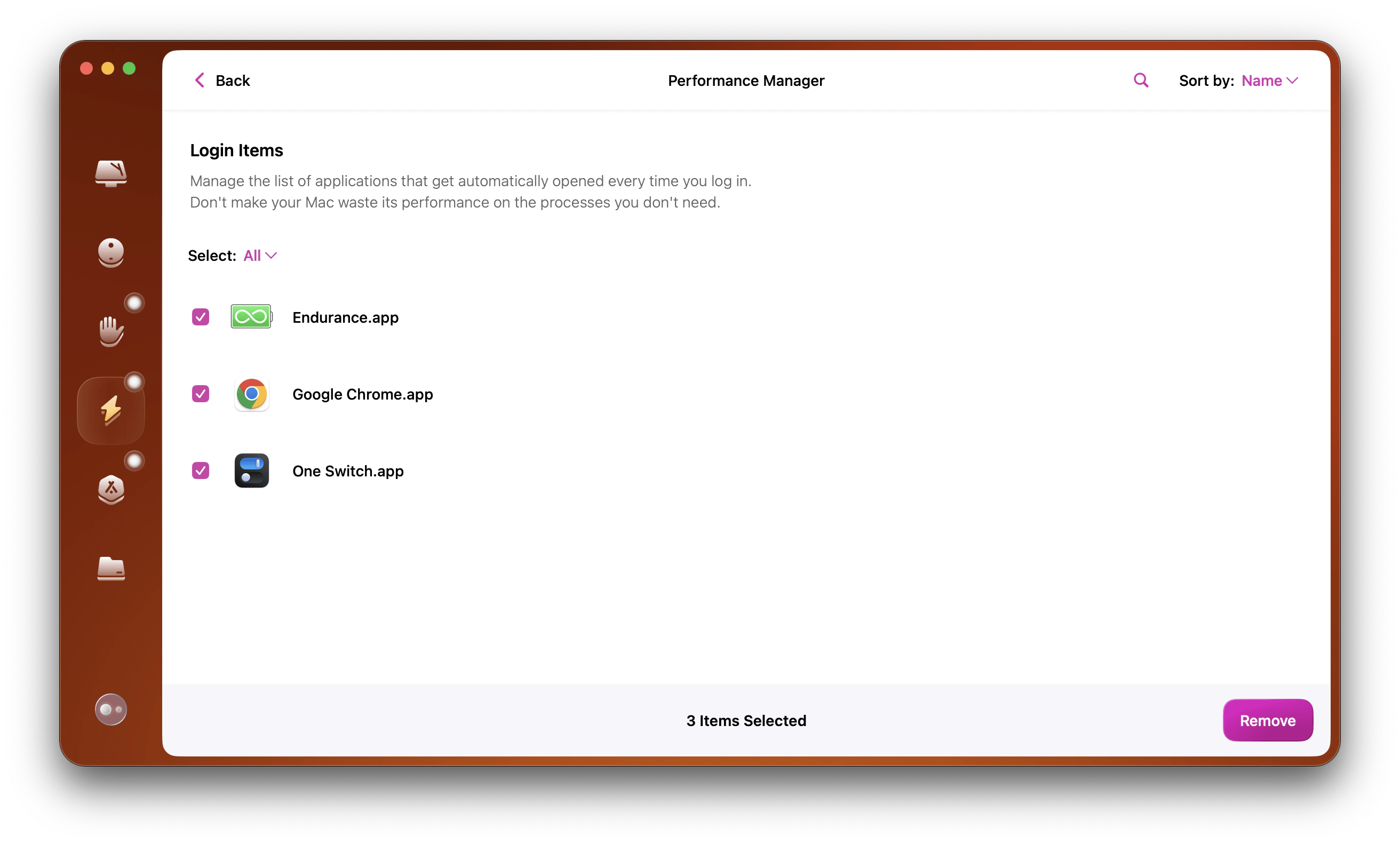 CMM optimization login items