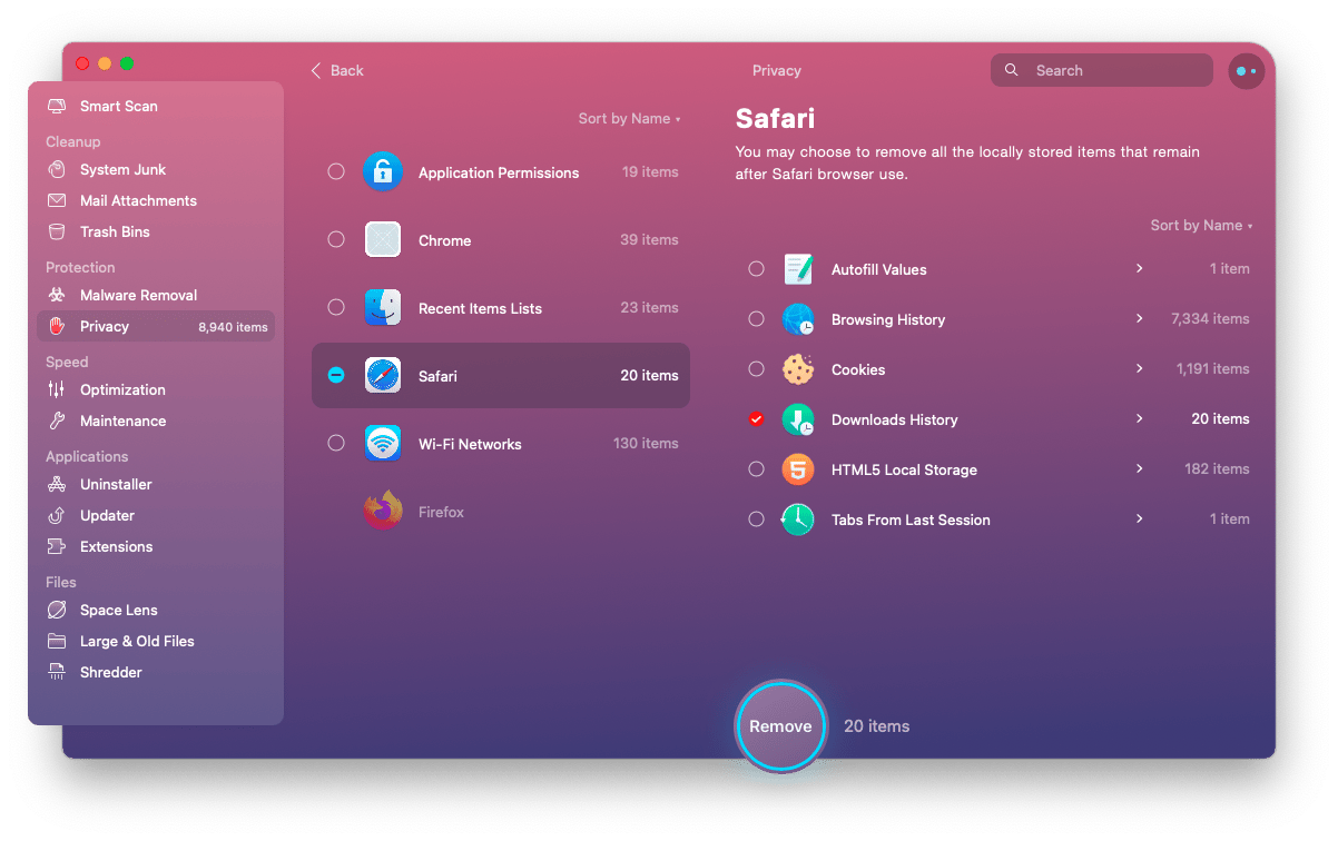 delete browser caches using CleanMyMac X