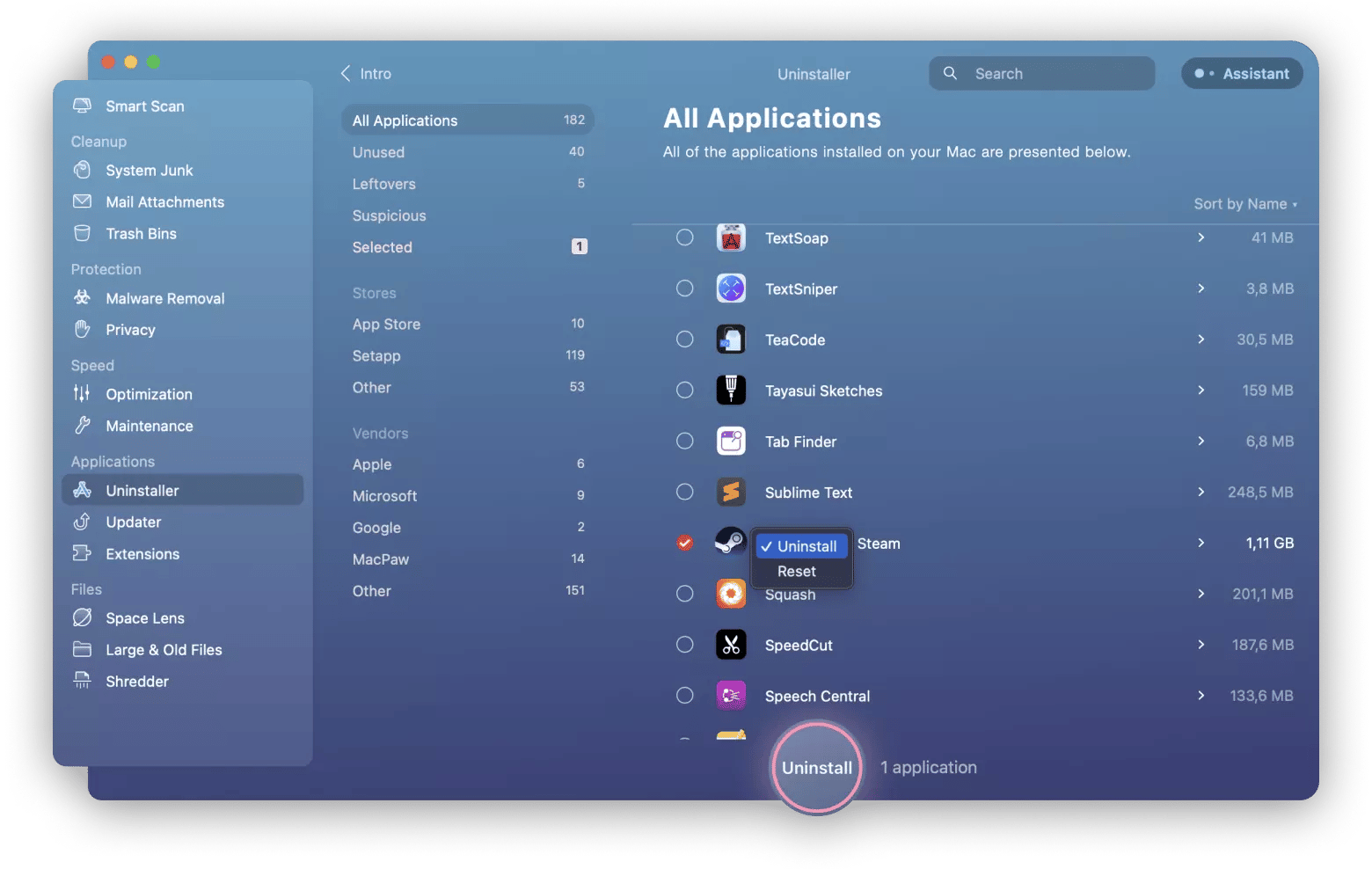 uninstall apps with CleanMyMac