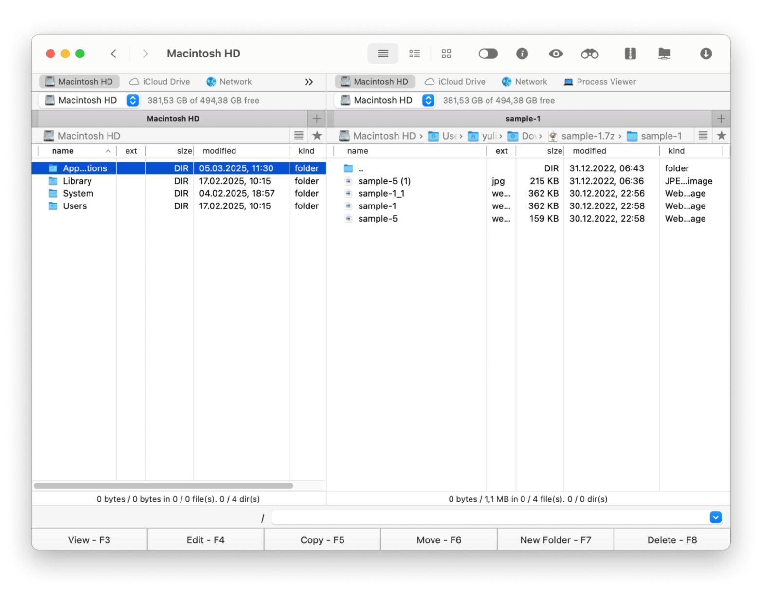 viewing 7zip files in Commander One