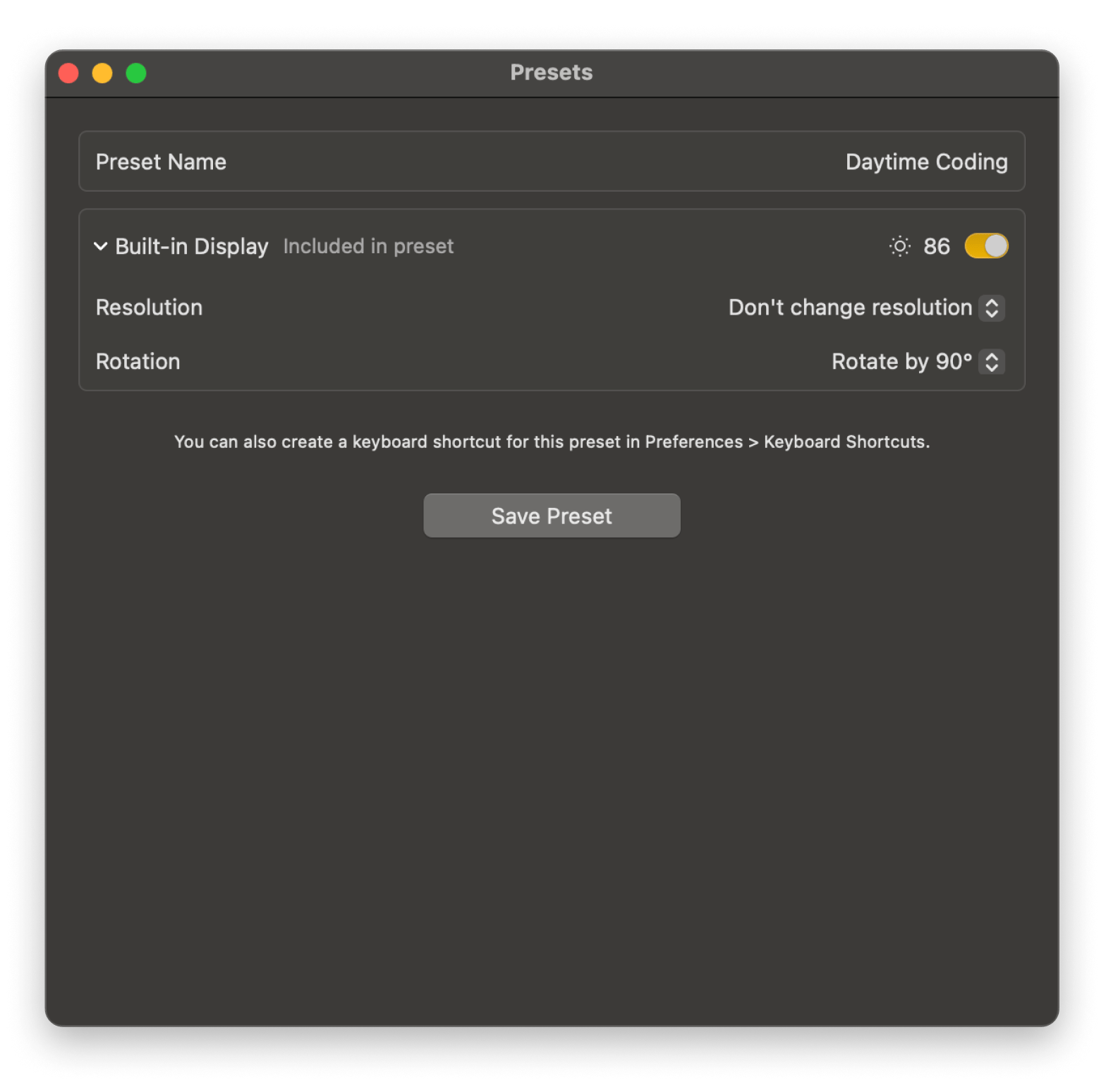 displaybuddy mac display preset
