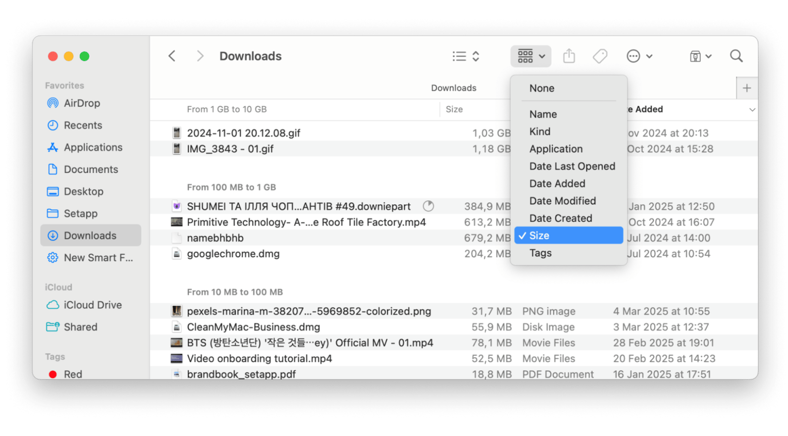 large file overview in finder