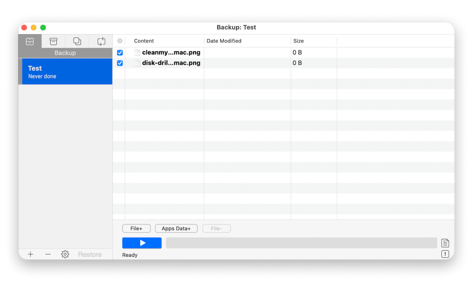 Get Backup Pro backing up process