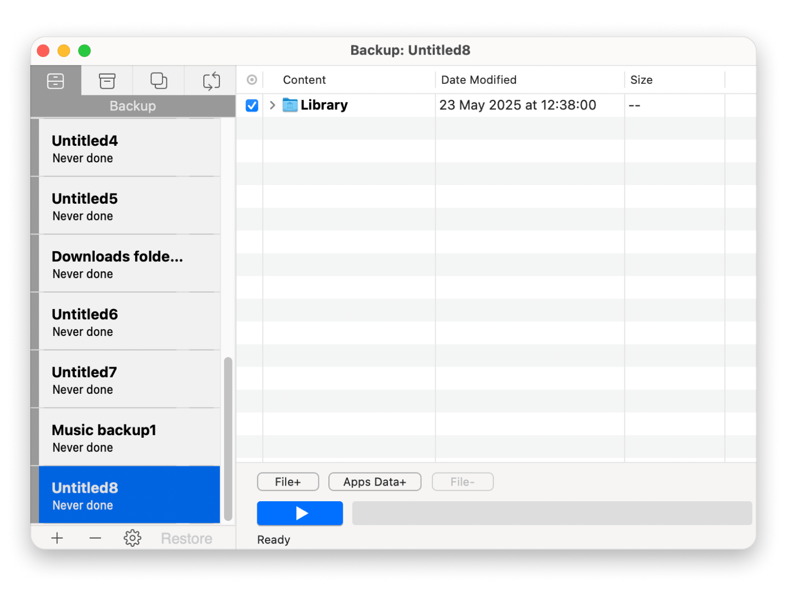 Backup up process with Get Backup Pro
