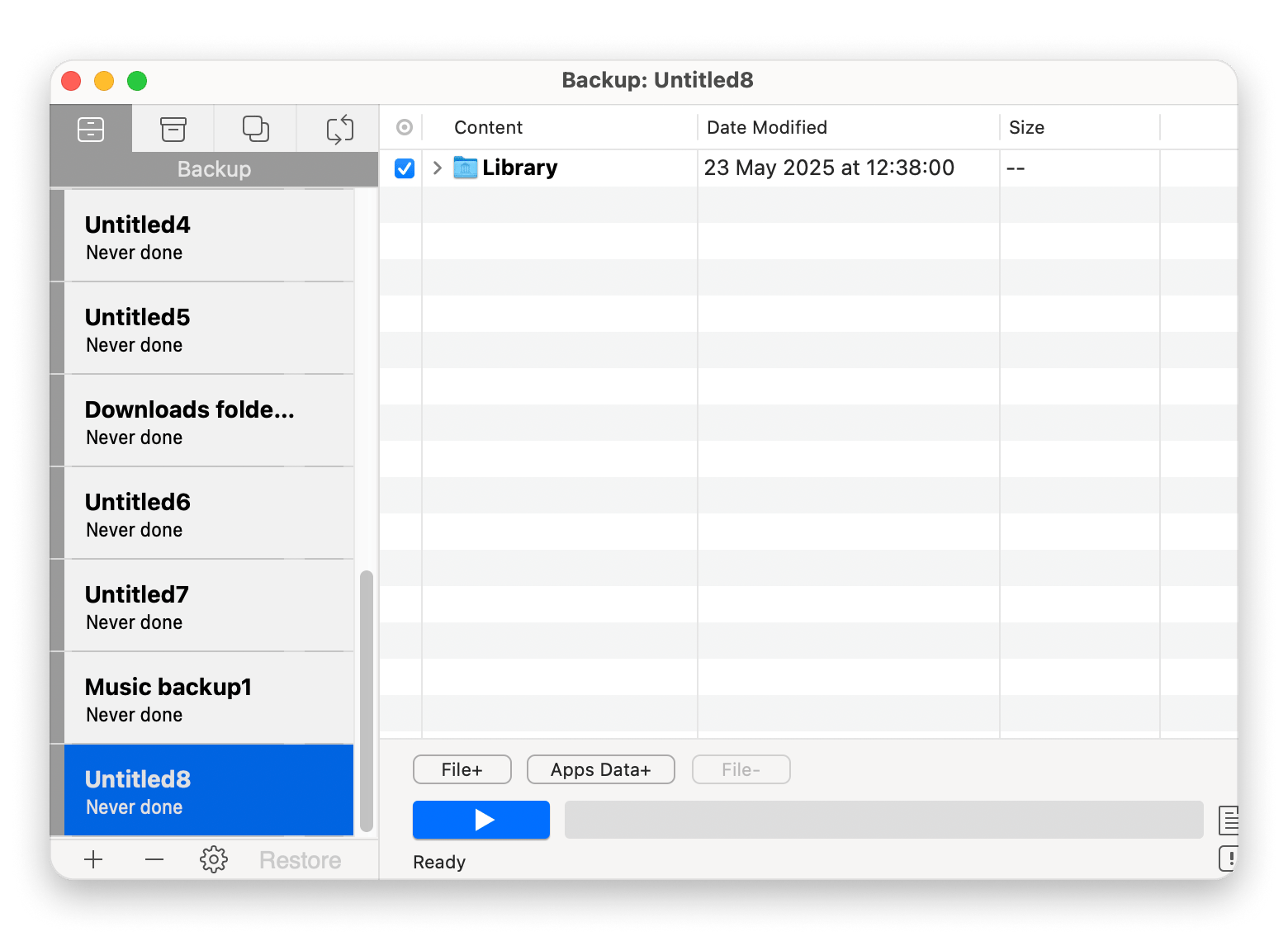 Get Backup Pro new backup