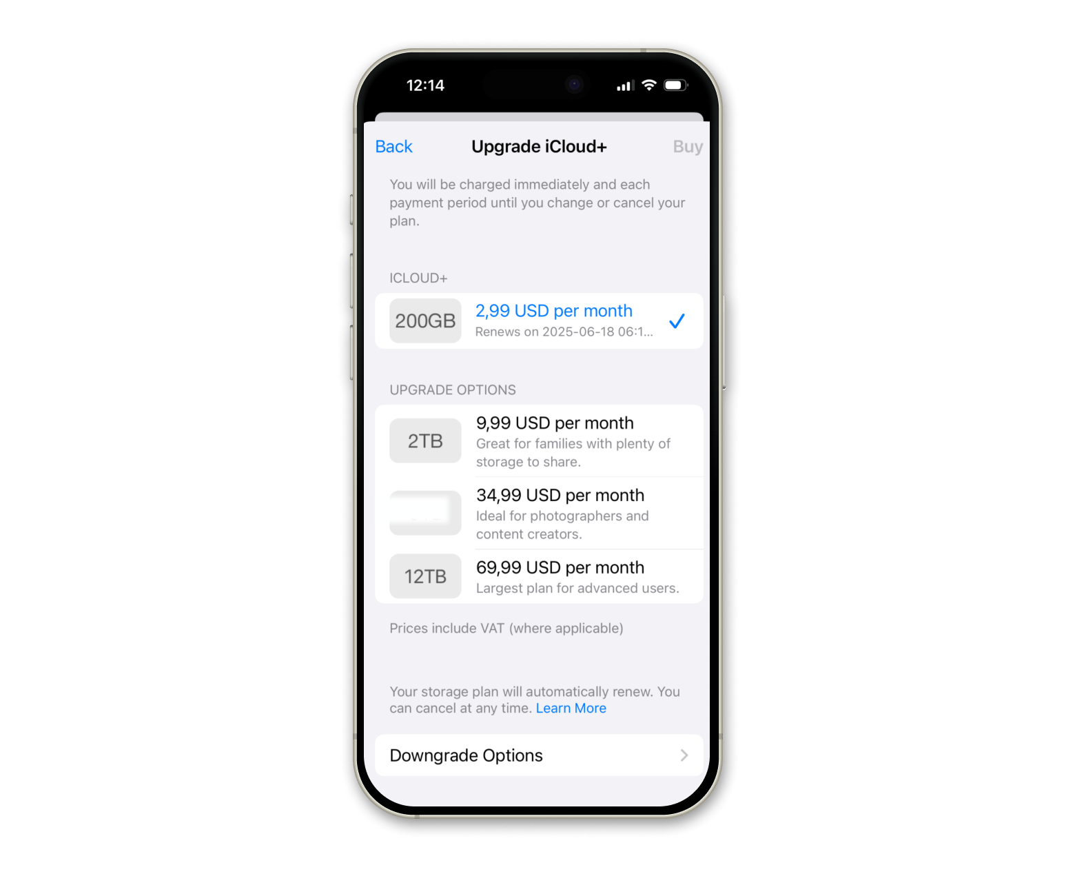 iCloud storage upgrade on iPhone iCloud storage upgrade on iPhone