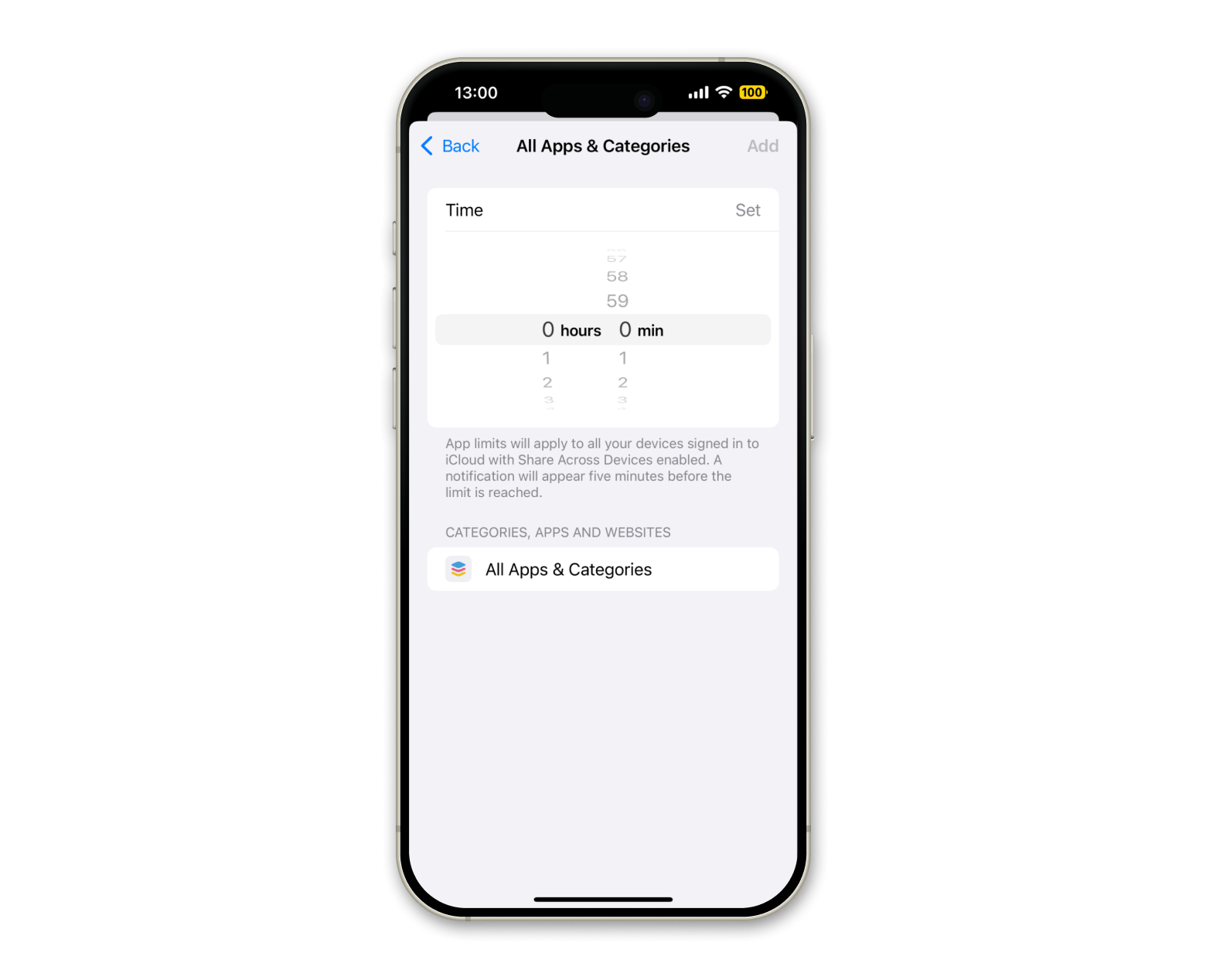 iPhone set app limit