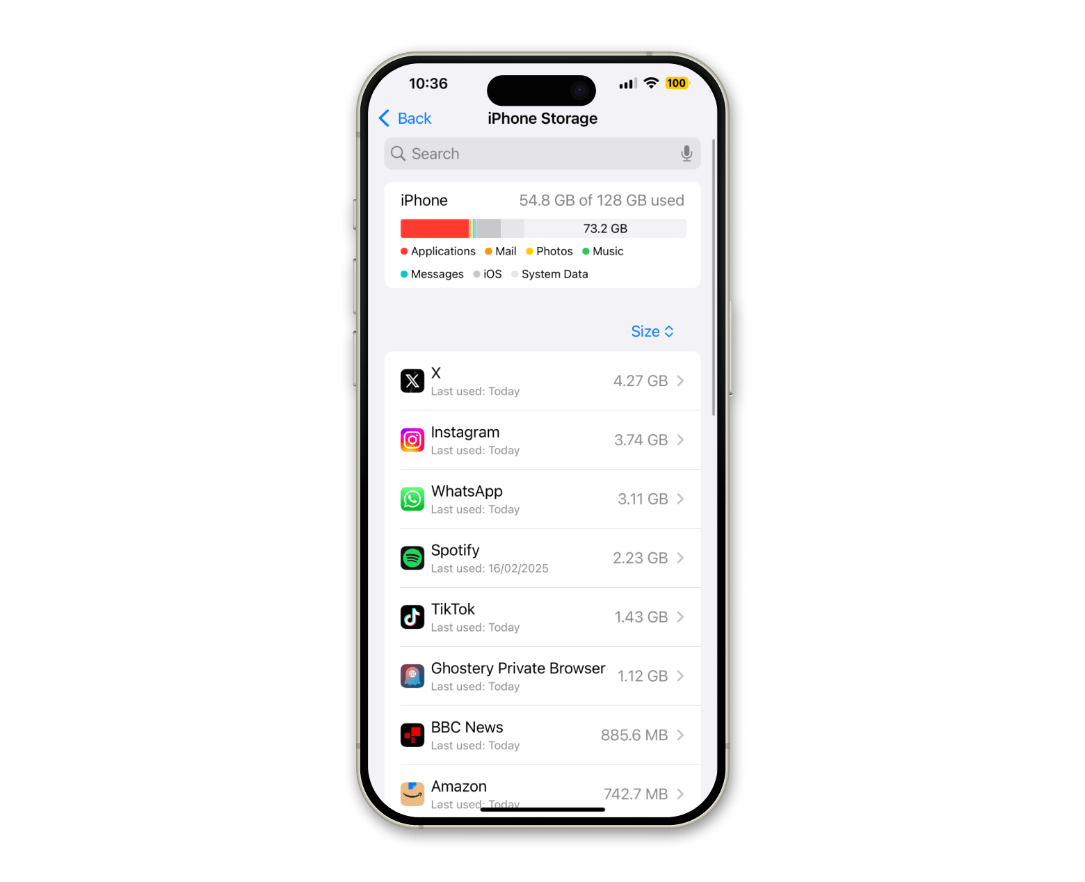 iPhone storage