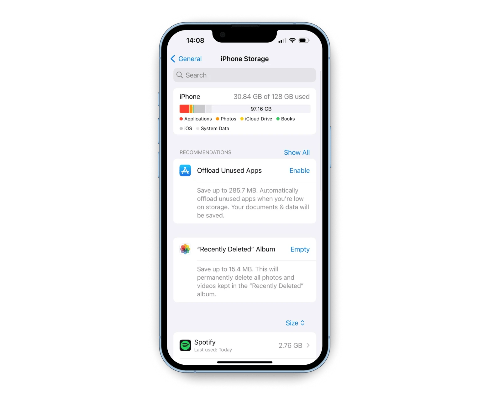 check iPhone storage