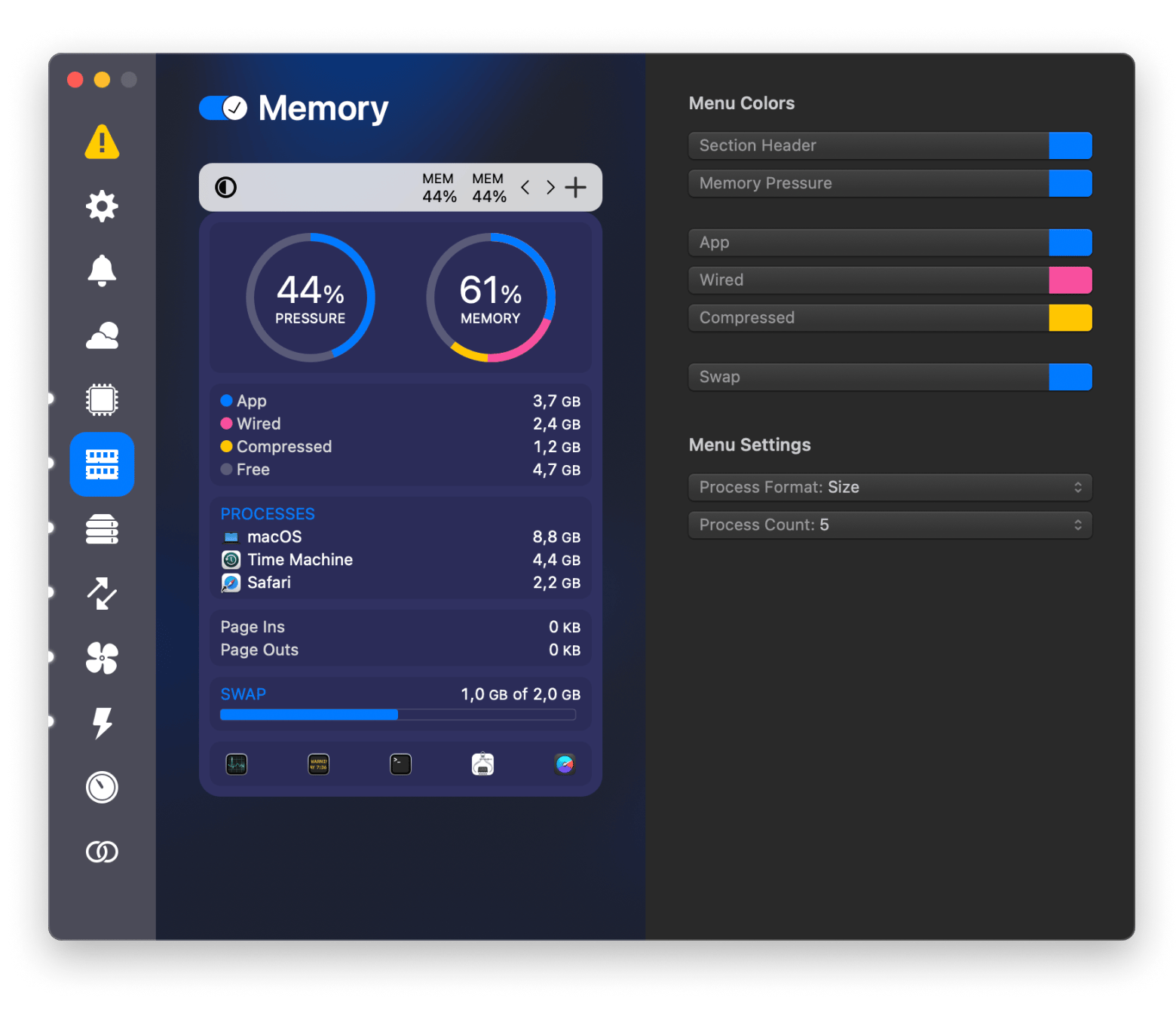 memory check in istat menus 