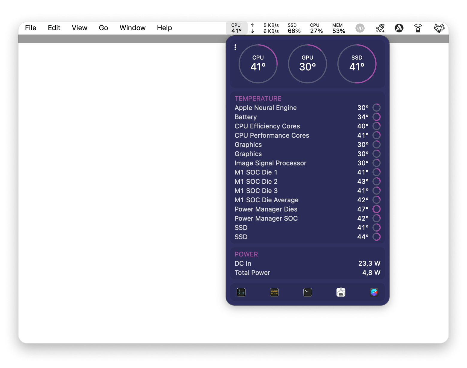 iStat Menus menu bar