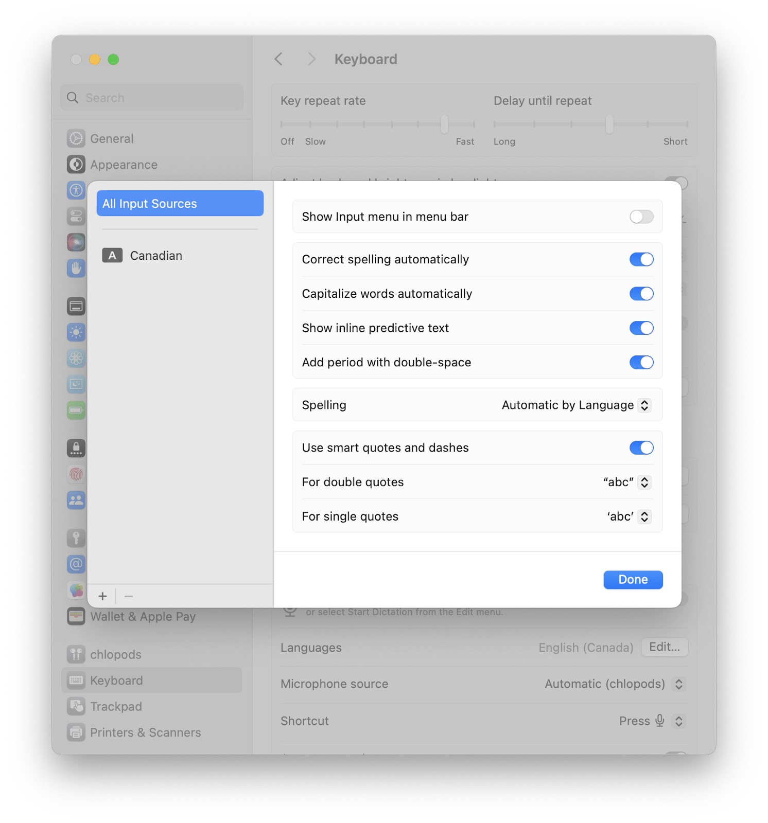 Check your keyboard settings