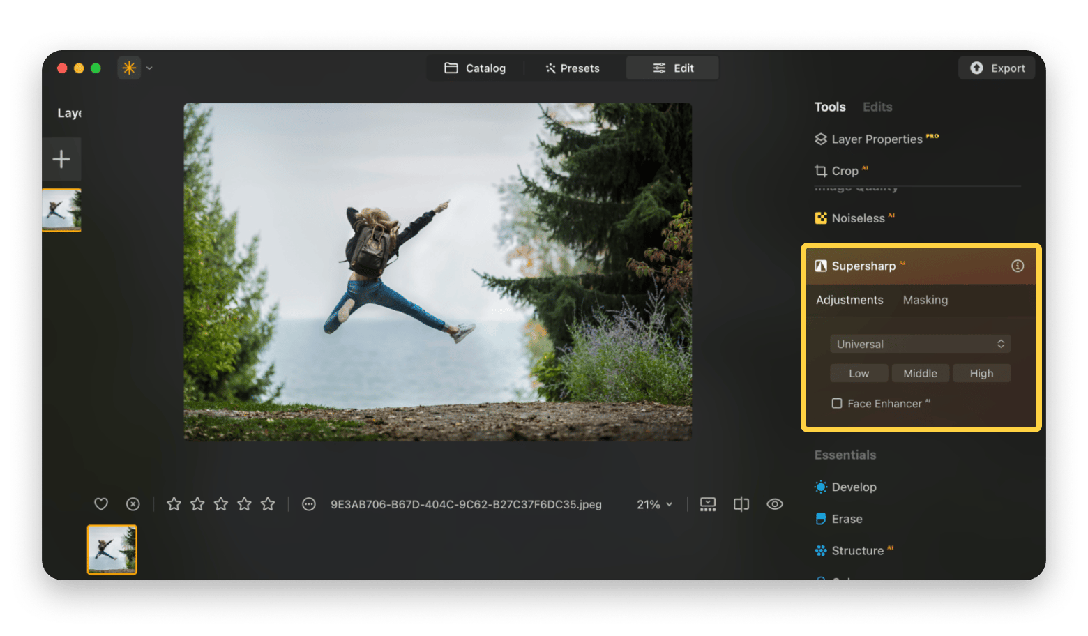 Luminar Neo supersharp tool
