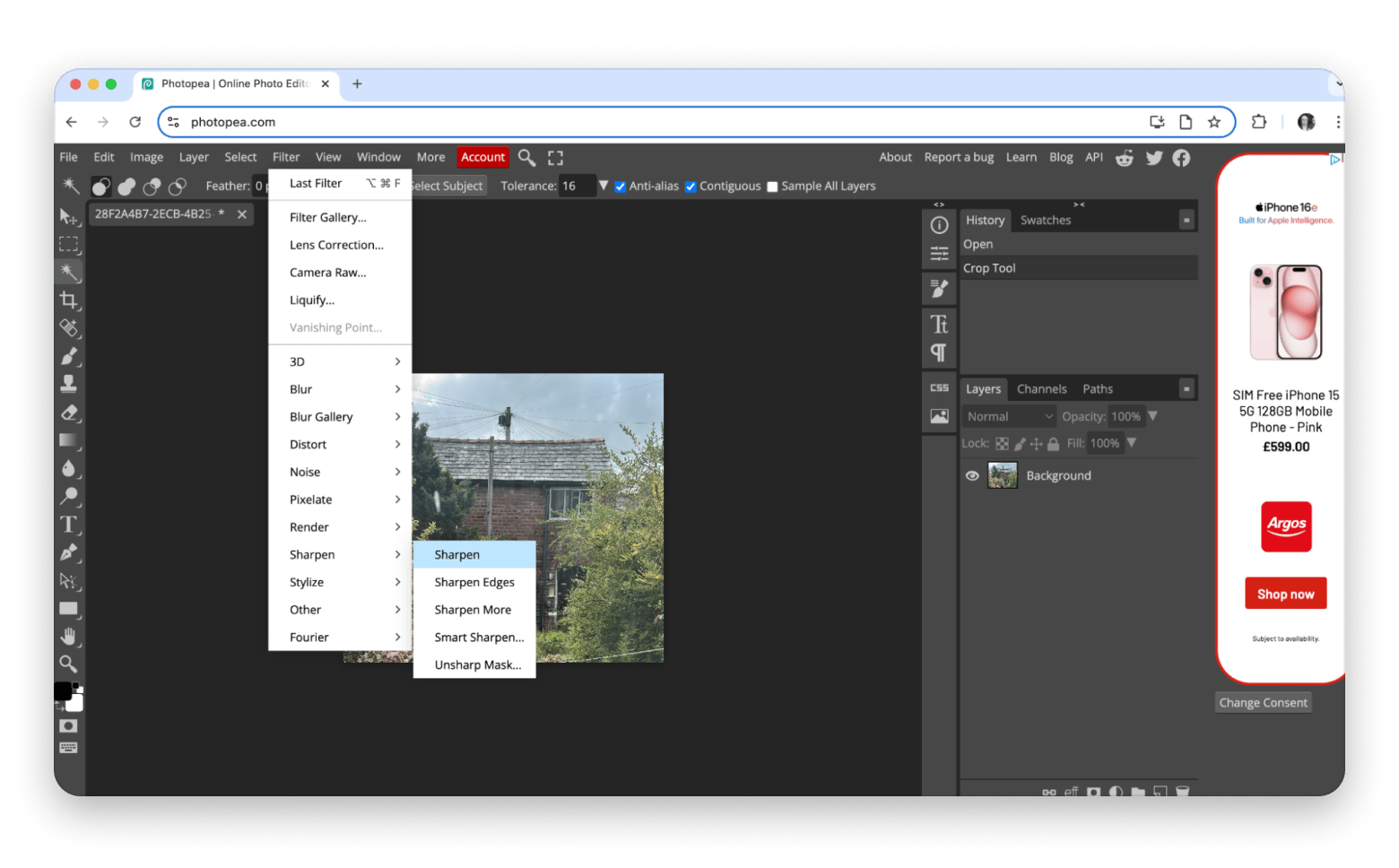 Photopea unblur photo