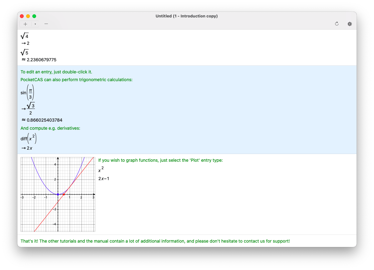 PocketCAS, a math app