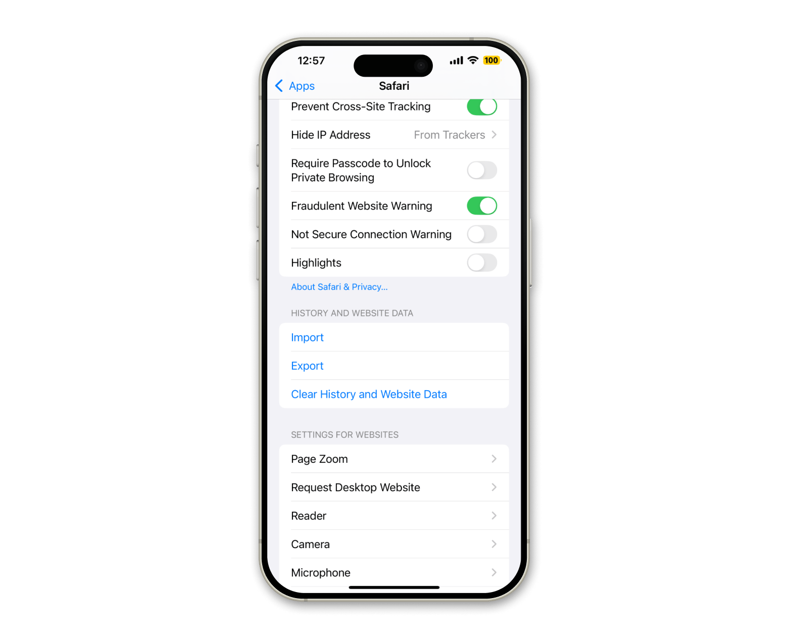 Safari clear cache