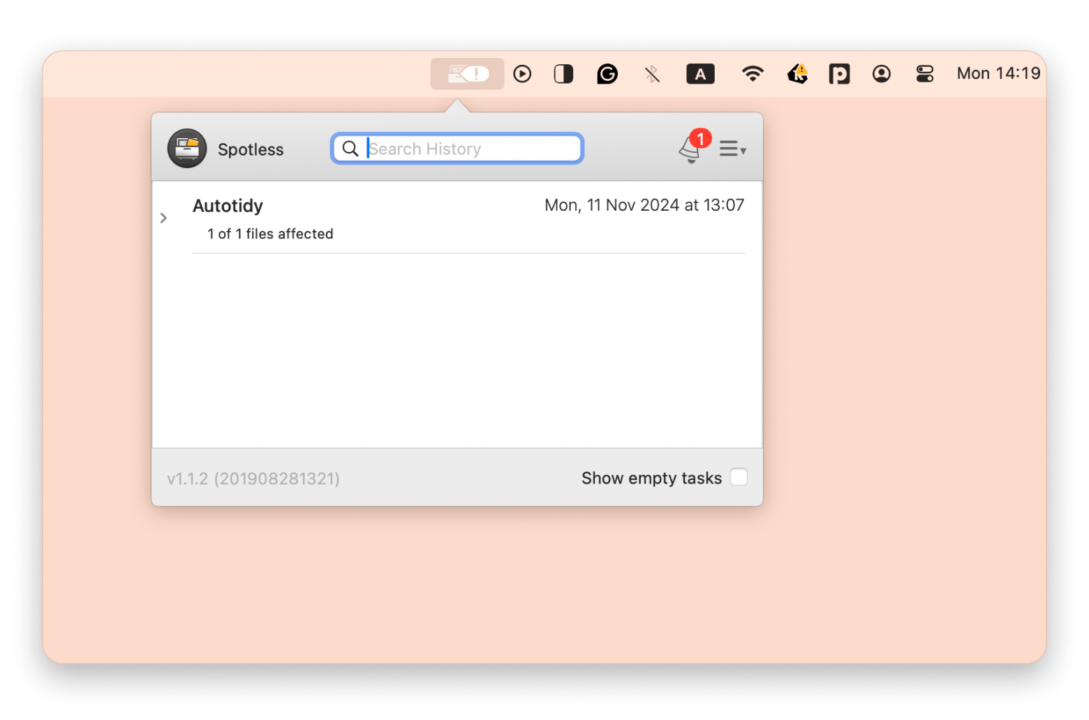 Spotless app menu bar