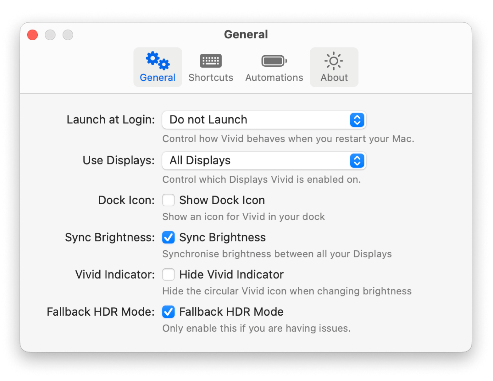 vivid display brightness tool